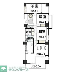 ル・アール蘇我プレミアムヒルズB棟 3LDKの間取図画像
