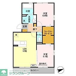 カーサインテヴィラ2 2LDKの間取図画像
