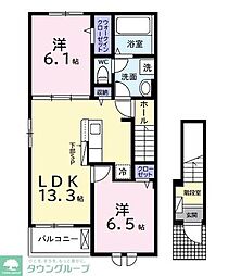 中瀬ロイヤルガーデン 2LDKの間取図画像