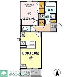 ミルトB 1LDKの間取図画像
