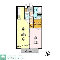 グリーンコート貝塚3号館 1LDKの間取図画像