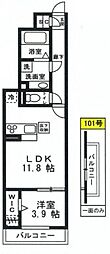 東庄レジデンス 1LDKの間取図画像