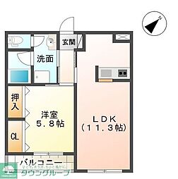 ティアラ 1LDKの間取図画像
