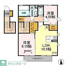 ポスタール 2LDKの間取図画像