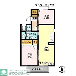 メゾンクレール参番館 2LDKの間取図画像