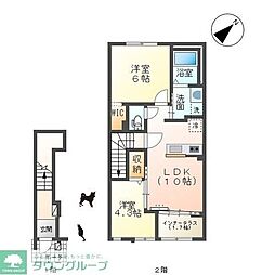八街市八街ほアパート 2LDKの間取図画像