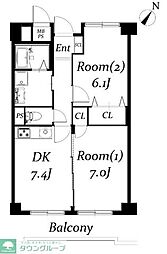 斎藤マンション 2DKの間取図画像