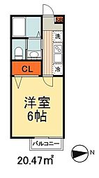 フェリオ大巌寺 1Kの間取図画像