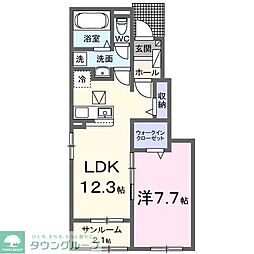 八街市八街にアパート 1LDKの間取図画像