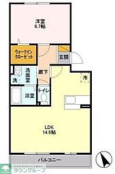 コーポスカイF 1LDKの間取図画像