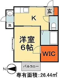 アメニティ宮崎 1DKの間取図画像