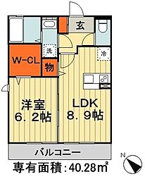 グロリアス 1LDKの間取図画像