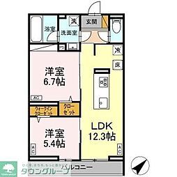 グランアジュール 2LDKの間取図画像