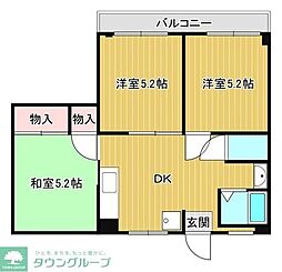 サンライズ都賀 3階3DKの間取り