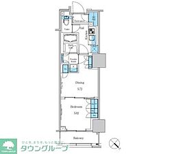 パークアクシス滝野川ラブリーズ 1DKの間取図画像