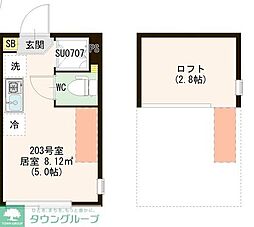 板橋区仲宿アパート ワンルームの間取図画像