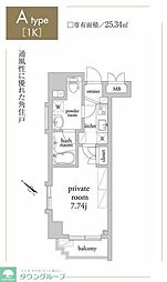 アーベイン常盤台 1Kの間取図画像