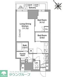 コンフォリア・リヴ東池袋 7階2LDKの間取り
