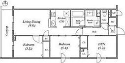 プライムガーデン若木 3階2LDKの間取り