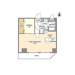 アルファコート下赤塚 4階1LDKの間取り