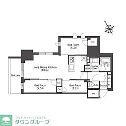コンフォリア・リヴ板橋 14階3LDKの間取り