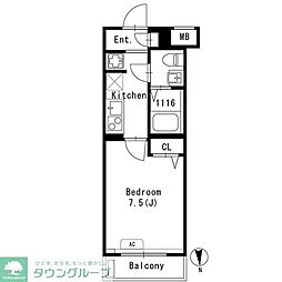 ＧＲＡＮＰＡＳＥＯ文京小日向 2階1Kの間取り