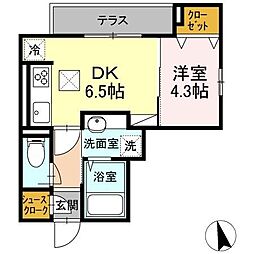 アンジュール高島平I 1階1DKの間取り