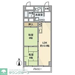 秀和志村城山レジデンス 3階2LDKの間取り