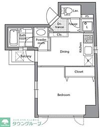 レジディア文京千石 10階1DKの間取り