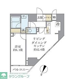 エレミ本蓮沼 9階1LDKの間取り