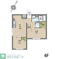 エルファーロ大塚 4階2DKの間取り