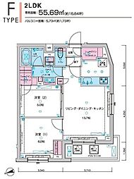 東武東上線 ときわ台駅 徒歩11分の賃貸マンション 4階2LDKの間取り