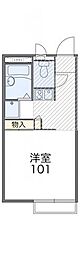 レオパレスアロー 204 2階1Kの間取り