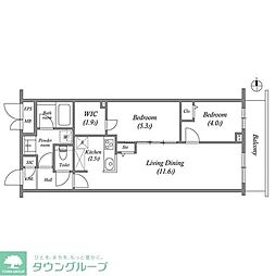 プライムガーデン若木 5階2LDKの間取り