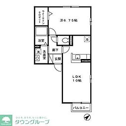 エーデルハイム　AB 2階1LDKの間取り