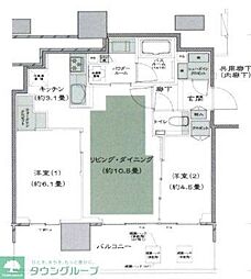 シティタワーズ板橋大山サウスタワー 12階2LDKの間取り
