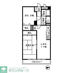 エーデルワイス 2階2LDKの間取り