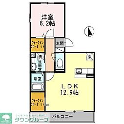 パルコートII 2階1LDKの間取り