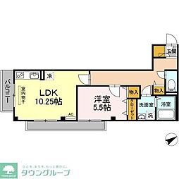 メゾンドグランメール 2階1LDKの間取り