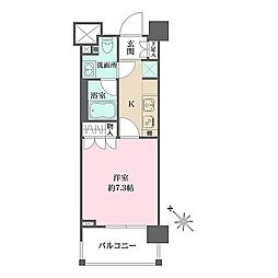 プリムヴェーレ 4階1Kの間取り