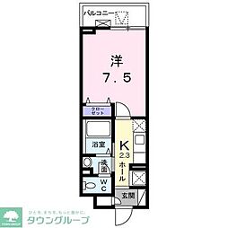 フォーシーズン蓮根 3階1Kの間取り