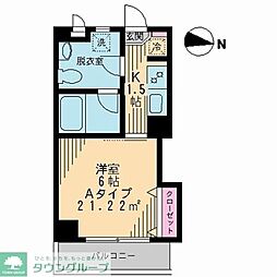 ボナール蓮沼 1階1Kの間取り