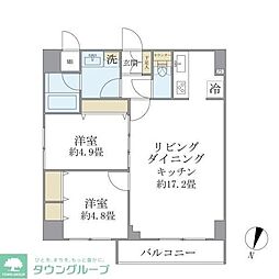 エレミ本蓮沼 2階2LDKの間取り