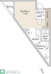 Ｌａ　Ｄｏｕｃｅｕｒ赤塚 1階ワンルームの間取り