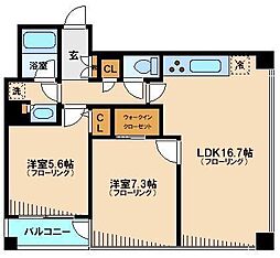 レジディアタワー上池袋タワーサイド 2LDKの間取図画像