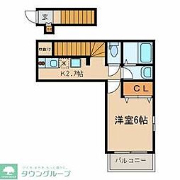 カーサ大和町B 1Kの間取図画像