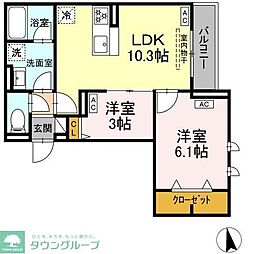 セレスティア徳丸 A 2LDKの間取図画像