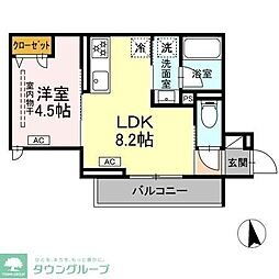 セレスティア徳丸 A 1LDKの間取図画像