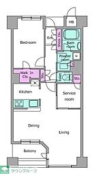 レジディアタワー上池袋パークサイド 1LDKの間取図画像