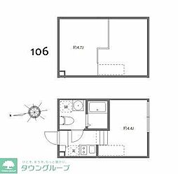 ブリスガーデン ワンルームの間取図画像
